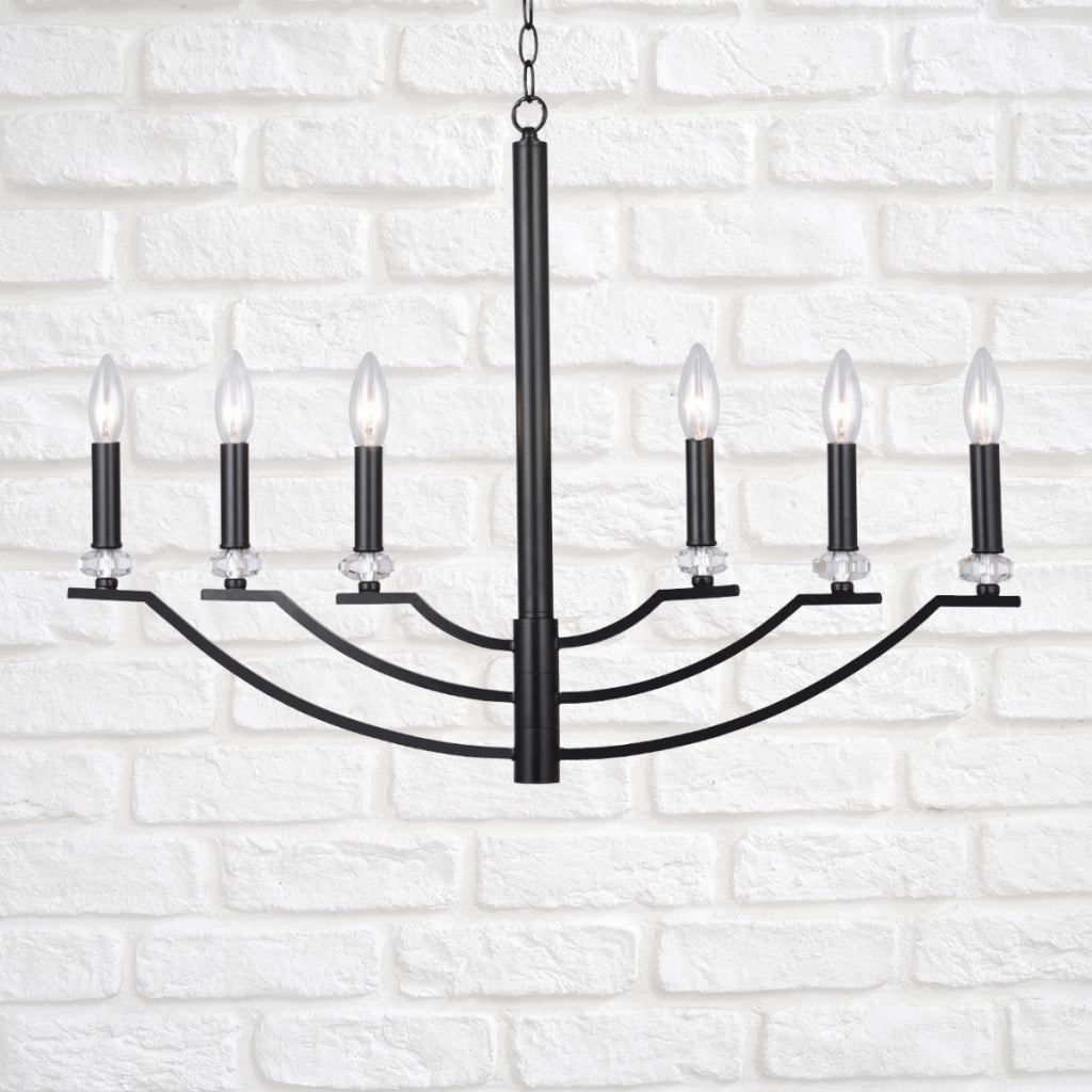 Lampadario HIMS industriale nero 6 luci E14 metallo Polux