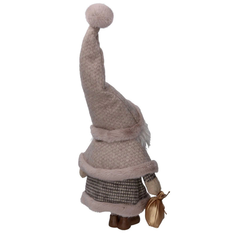 Babbo natale tessuto con sacco grigio cm 36x19h62