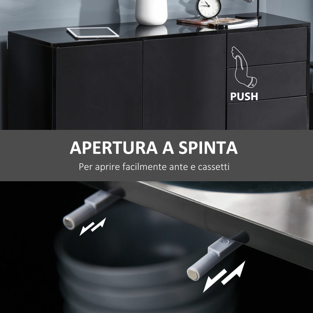 Cassettiera Moderna con Ante e Cassetti ¨C zephmum ¨C Nero 117x36x74cm