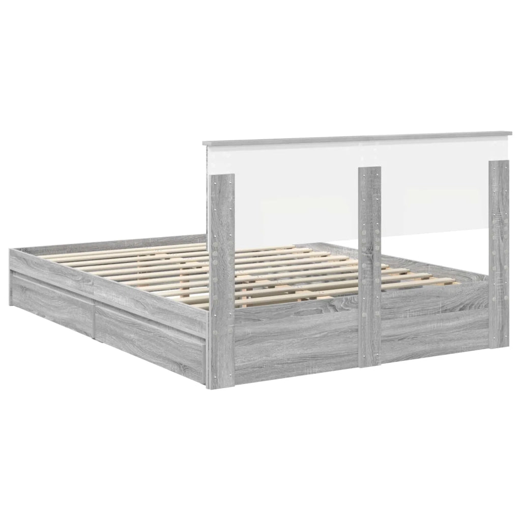 Letto con Contenitore con testiera Grigio Sonoma 140 x 200 cm 3408464