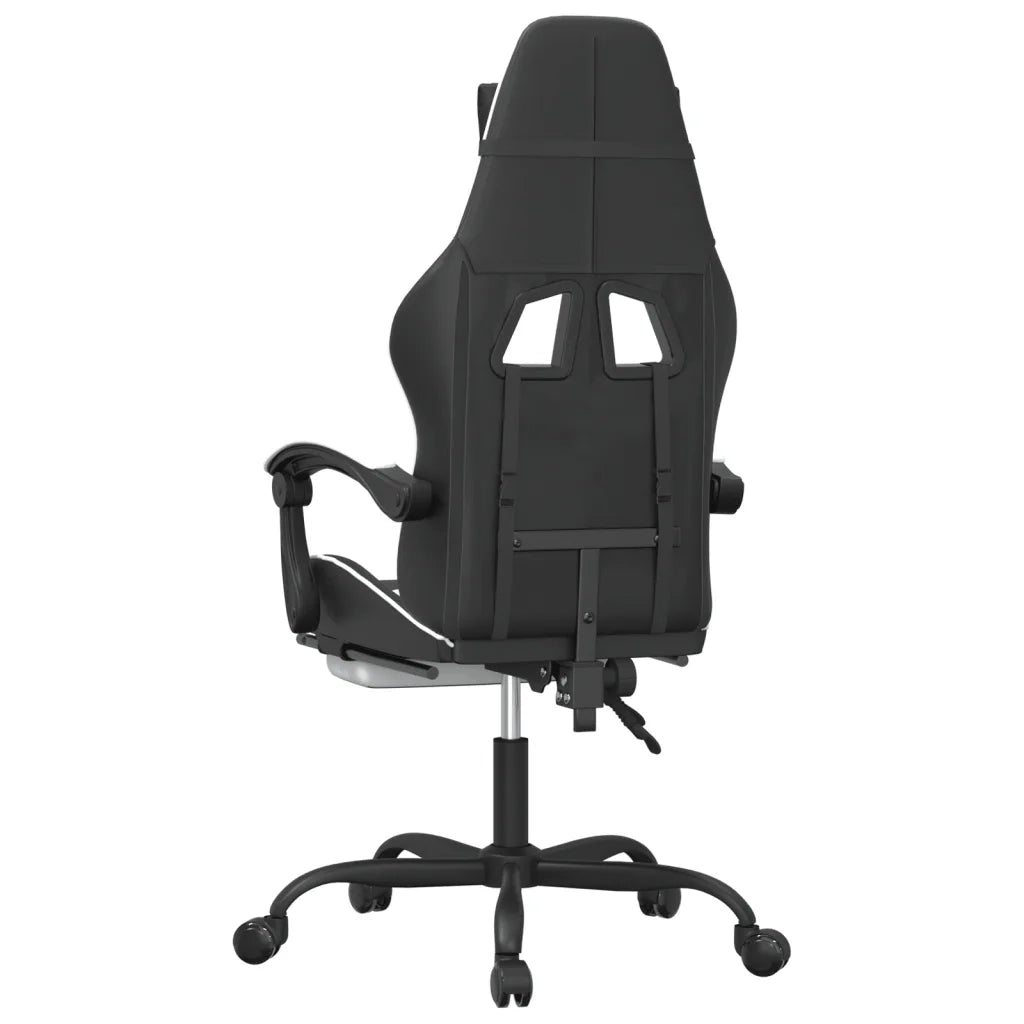 Sedia da Gaming | Sedia da e-sports Girevole Poggiapiedi Nero e Bianco Similpelle