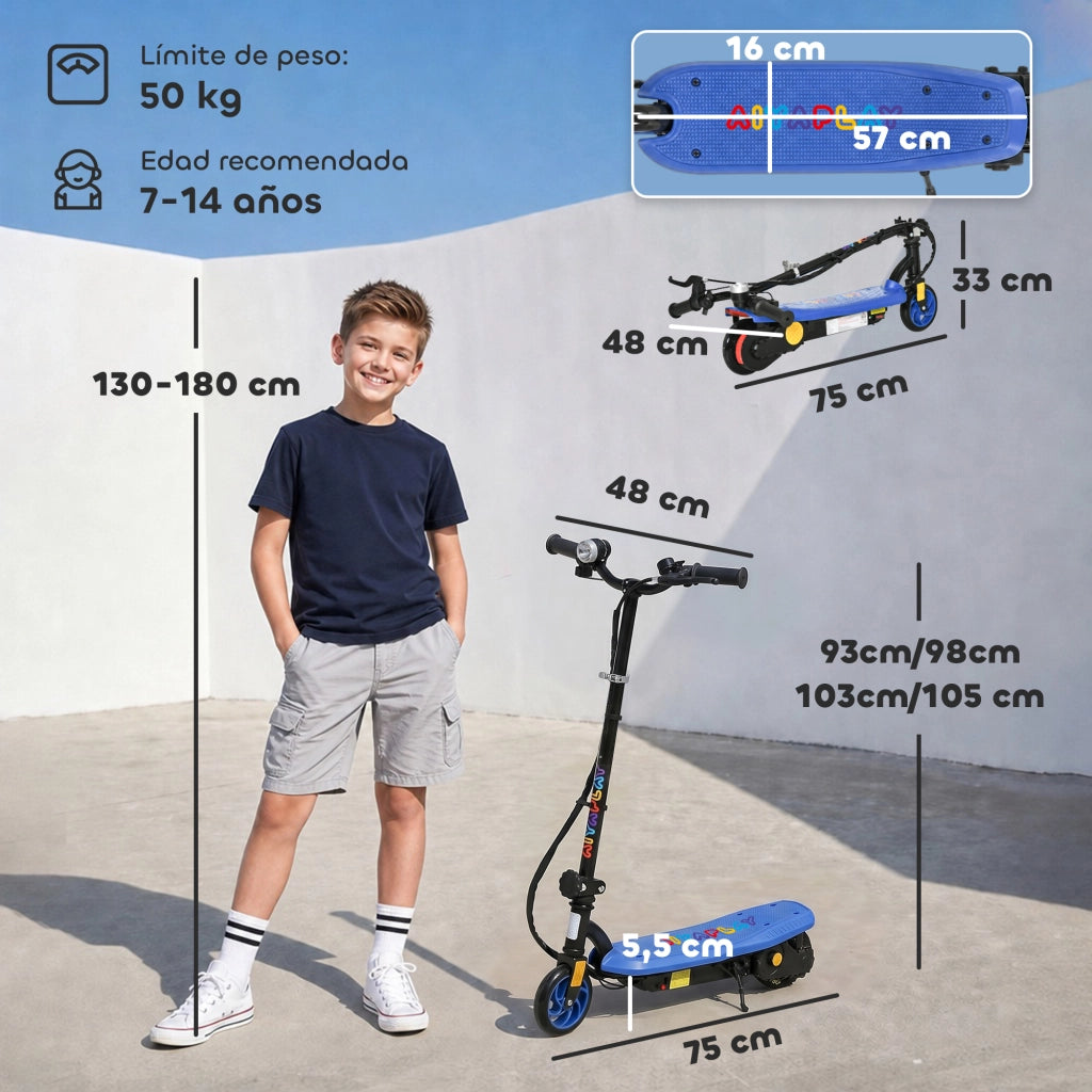 Monopattino Elettrico per Bambini ¨C zephmum ¨C Pieghevole con LED, 7-14 Anni, 12 km/h, Blu