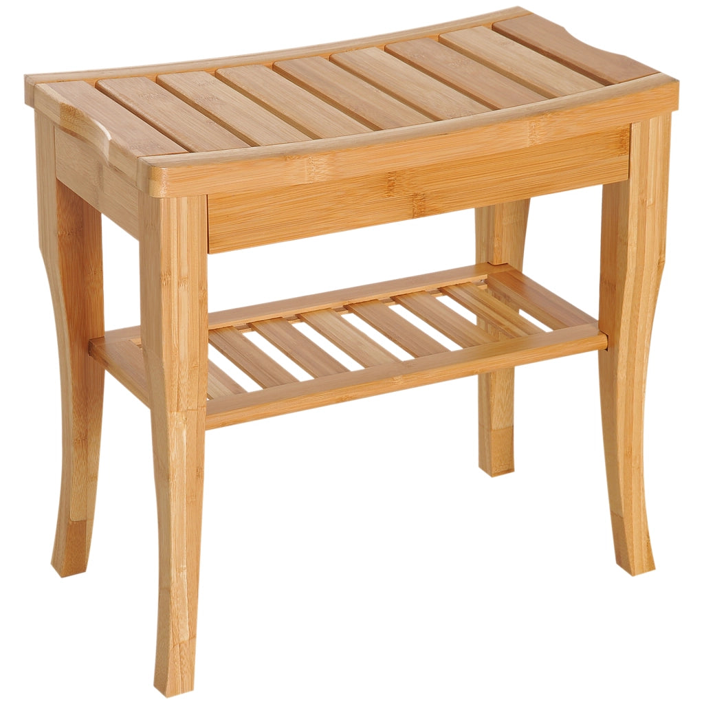 Sgabello da Bagno in Bamb¨´ con Ripiano ¨C Zephmum ¨C 47.5x26x44.5 cm