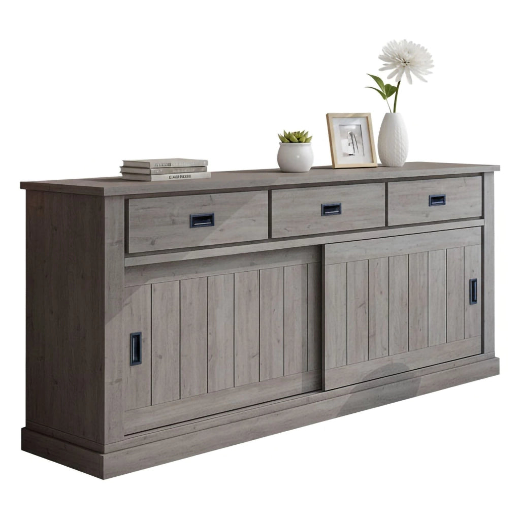 Madia Malonno, Credenza 2 Ripiani, 220x50x95h cm Grigio Rovere Grigio