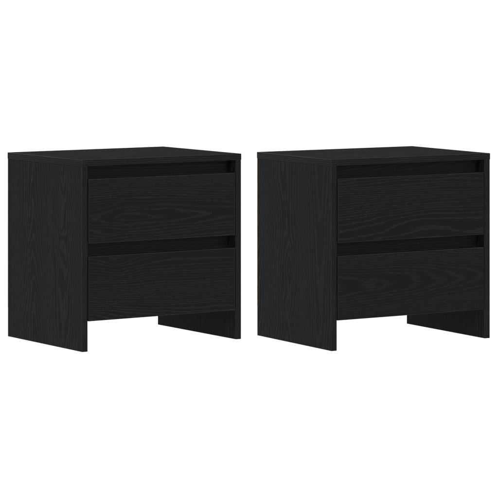 Cabinetto da letto  2 pezzi Nero Rovere 45x34x44,5 cm Legno ingegnerizzato