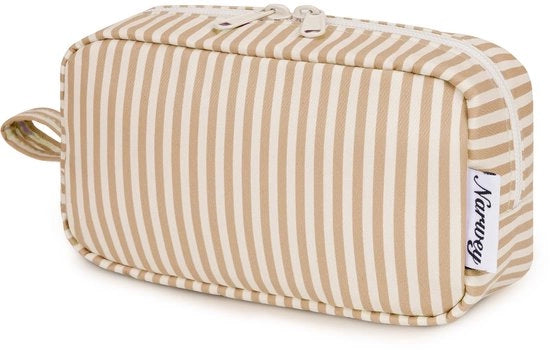 Tas per viaggio per cosmetici Piccola borsa di toiletrie Chiusura a cerniera Borsa per trucco per donne e uomini (disegno a strisce leggere, piccolo)
