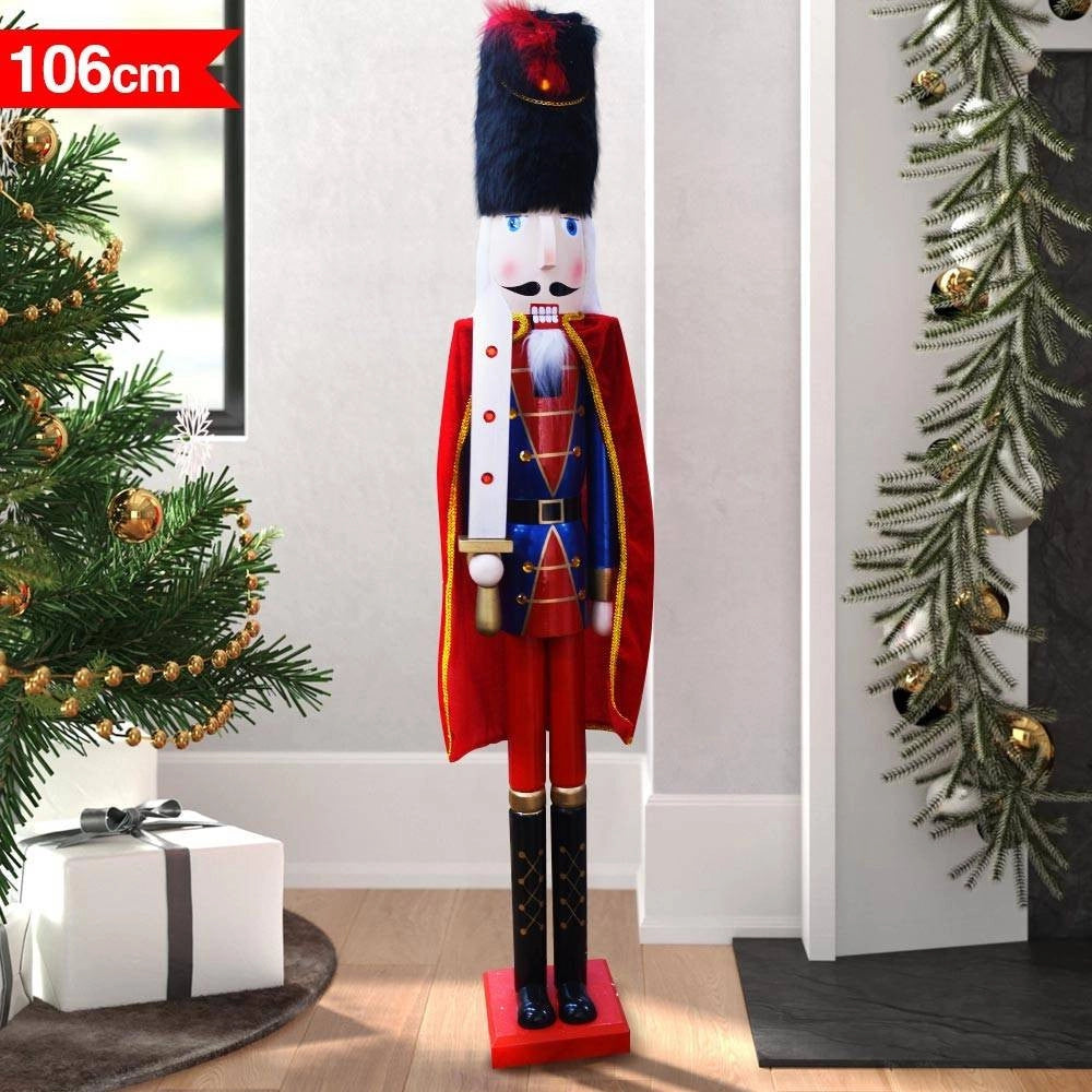 Trade Shop - Soldato Schiaccianoci Di Natale In Legno Altezza 106 Cm Decorazioni Natalizie -