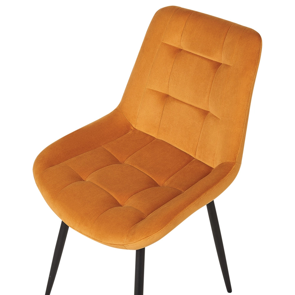 Set di 2 sedie da pranzo in velluto arancione gambe in ferro Nero sedie moderne imbottite