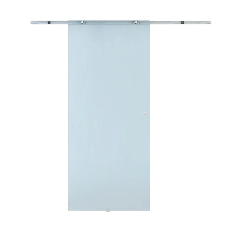 Porta scorrevole in vetro satinato con binario in alluminio e vetro di sicurezza 8 mm