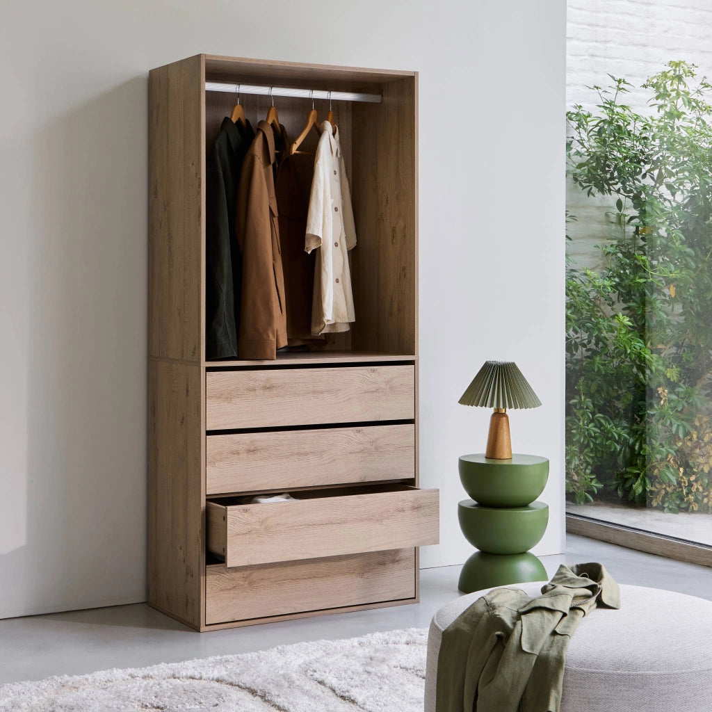 Modulo guardaroba con 4 cassetti e 1 spazio appendiabiti, marrone