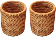 Due supporti per pennarelli, astuccio per matite in rattan naturale, supporto per spazzole per trucco per la scrivania di parrucchiere, organizzatore di raccoglita per accessori