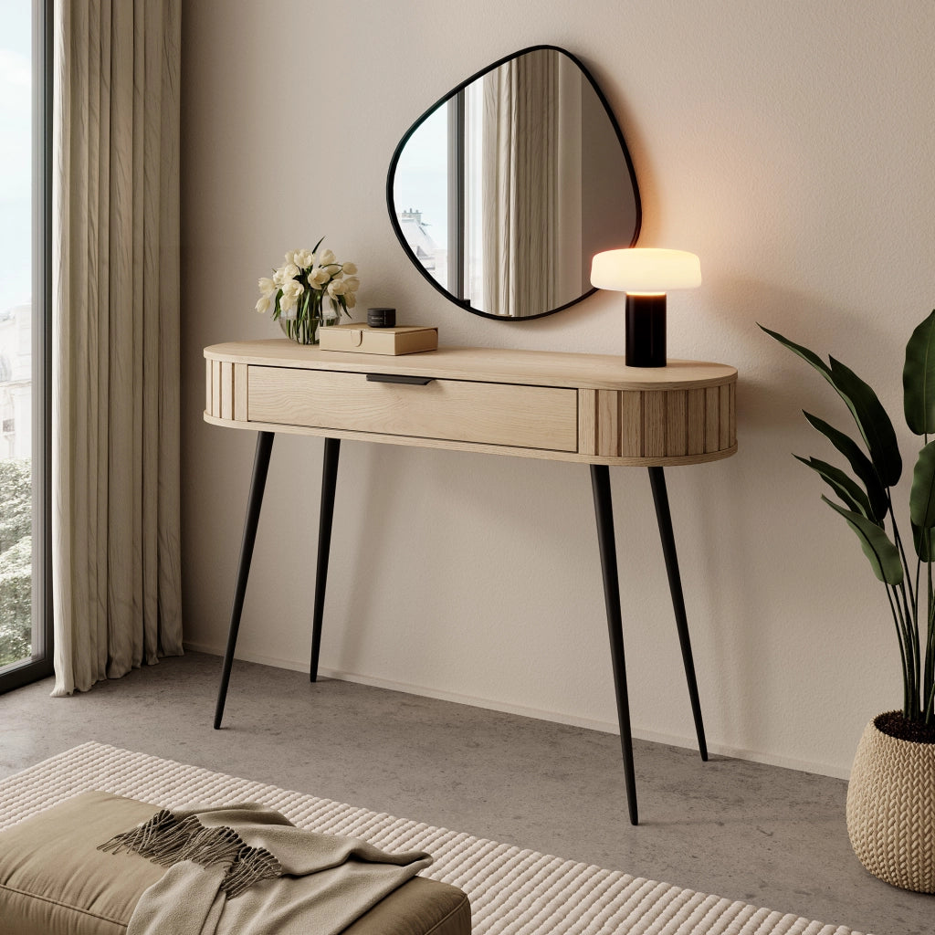 Mobile da Trucco Katereha, Toeletta un Cassetto, 120x40x80h cm Marrone Rovere