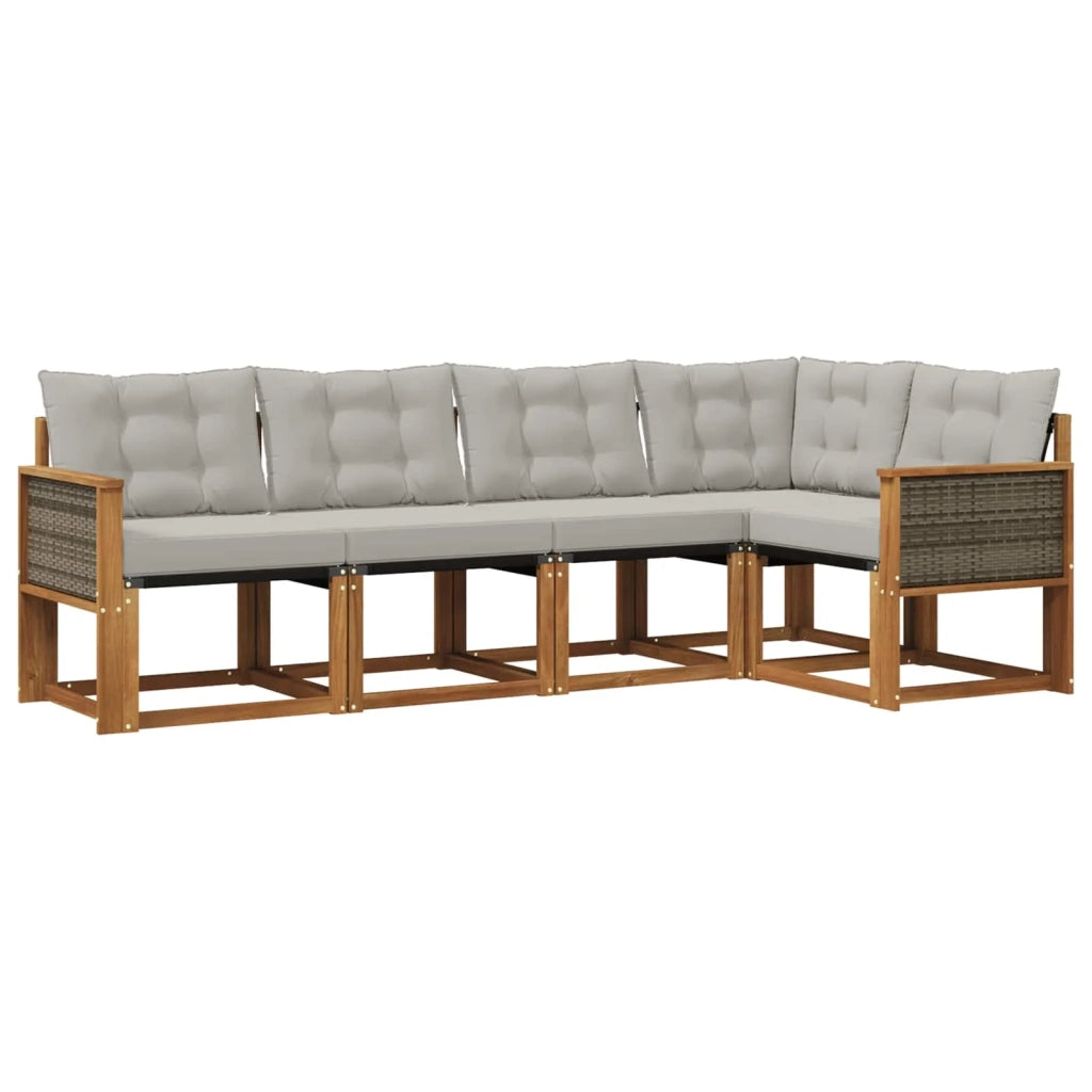 Set di divani da esterno 5 pz Naturale e Grigio Chiaro 3381947