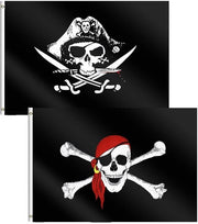Vela pirata 60 x 90 cm - 2 pezzi - Vela scheletro / testa di morto - Vela Jolly Roger - Decorazione per festa pirata - Decorazione per Halloween - Vela da festa