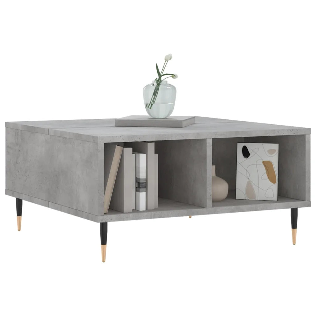 Tavolino da Salotto Grigio Cemento 60x60x30cm Legno Multistrato 827032