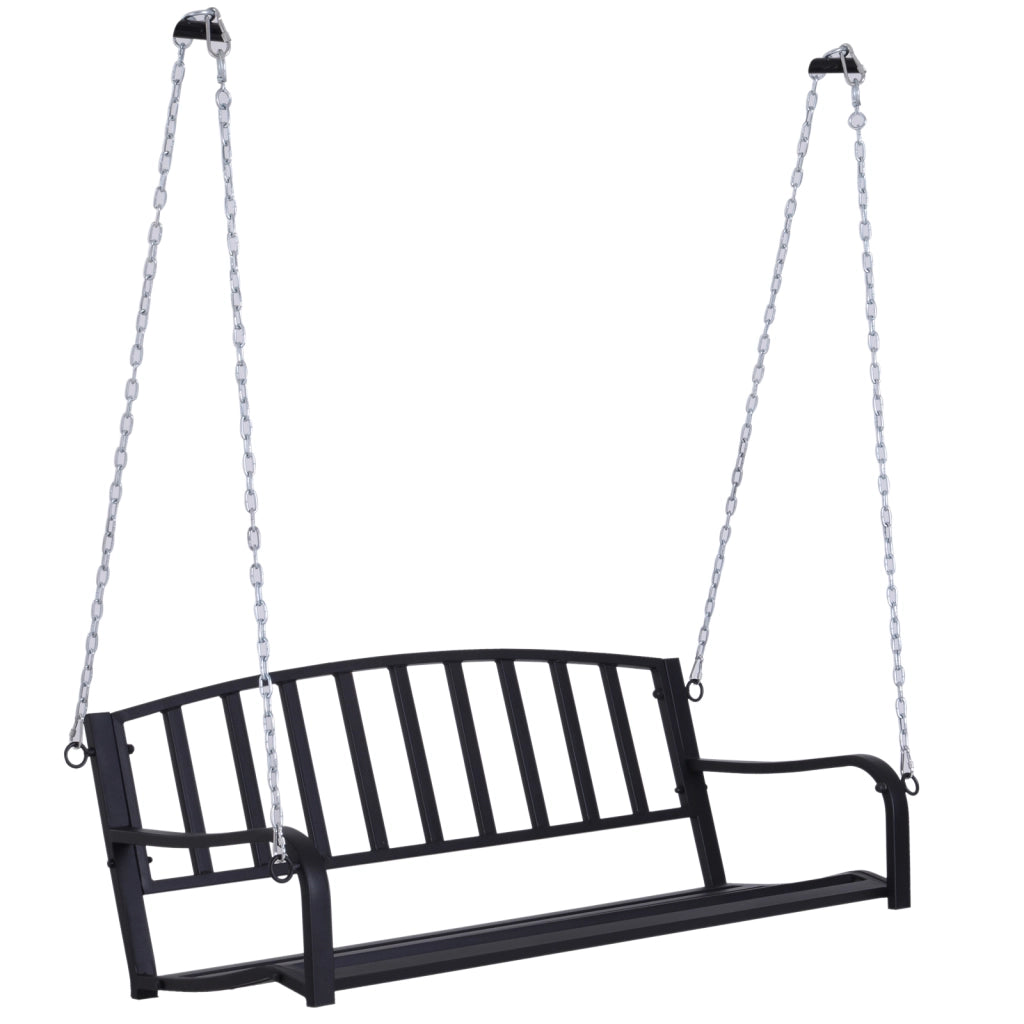 Easycomfort Dondolo Sospeso da Giardino con 2 Posti, Romantica Panchina in Metallo Nero per Esterni, 127 x 60 x 47cm