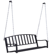 Easycomfort Dondolo Sospeso da Giardino con 2 Posti, Romantica Panchina in Metallo Nero per Esterni, 127 x 60 x 47cm