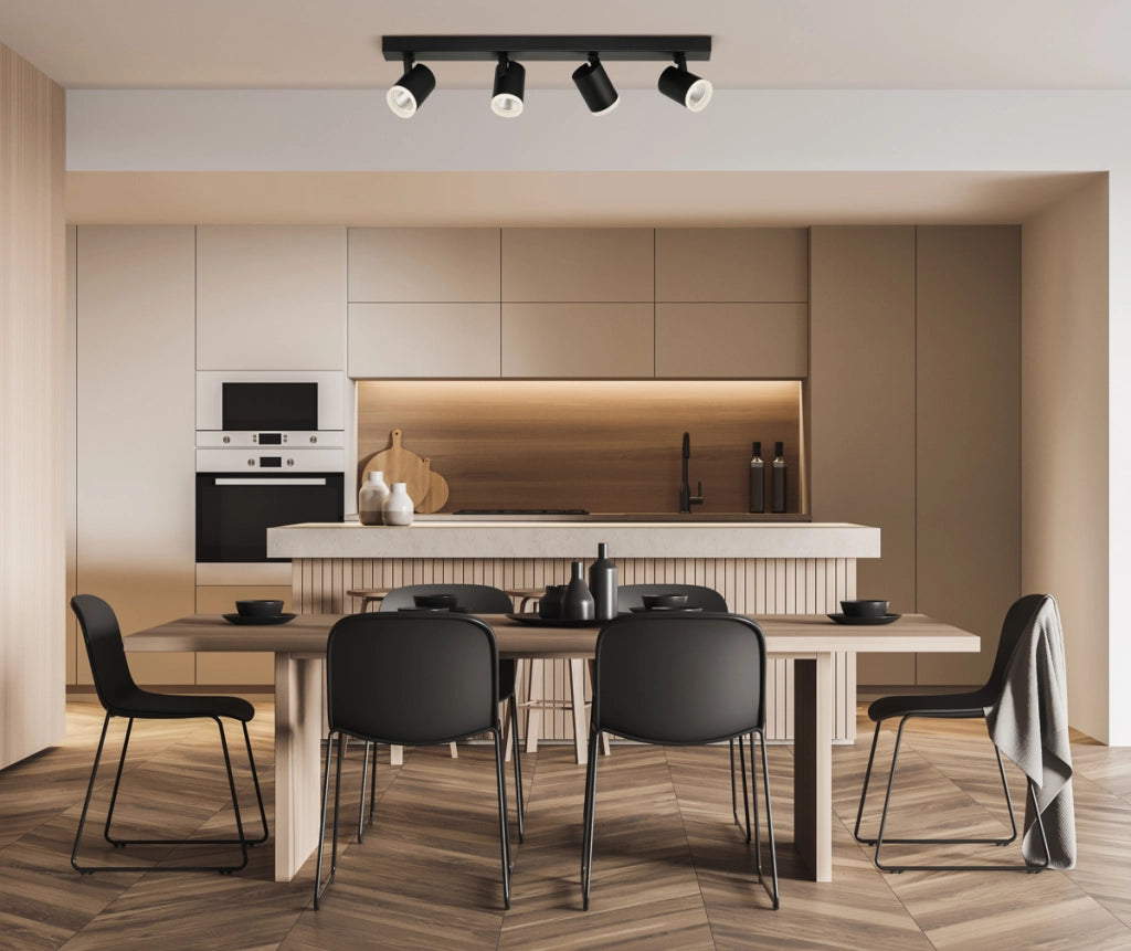 Faretto soffitto 4 luci nero LED 20W 4000K Helvia Italux