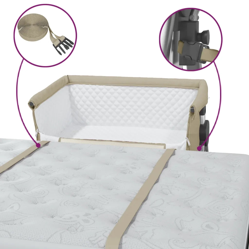 Lettino per Bambini con Materasso Tortora in Tessuto di Lino cod mxl 72370
