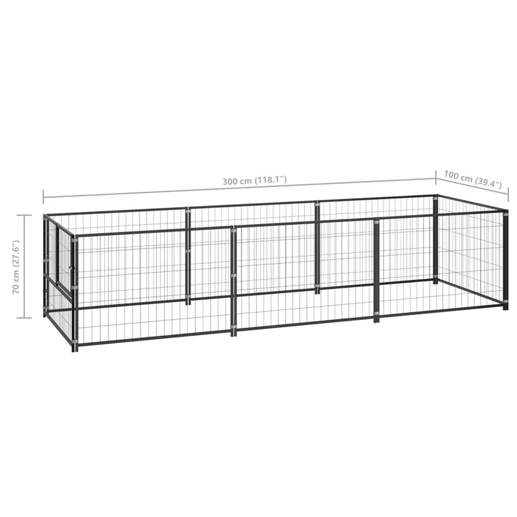 Recinto per animali da esterno per cani recinto per animali nero 3 m² acciaio 02_0000519