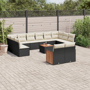Set Divani da Giardino 13pz con Cuscini Nero in Polyrattan 3228128