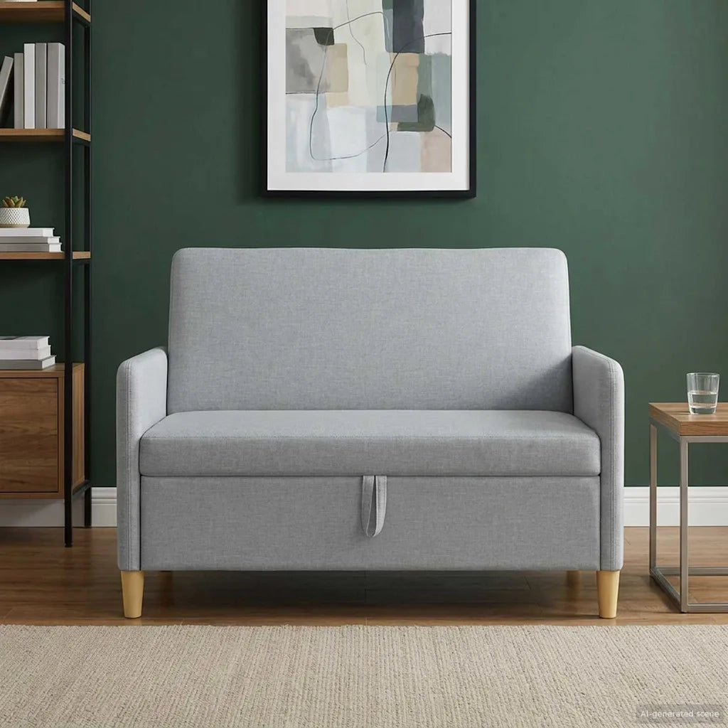 Divano con Storage Grigio Chiaro 122 x 78 x 87 cm Poliestere 42036891