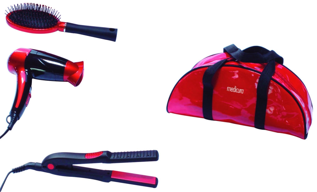 BEAUTY SET PER CAPELLI CON PIASTRA IN CERAMICA + ASCIUGACAPELLI + SPAZZOLA -ARM350