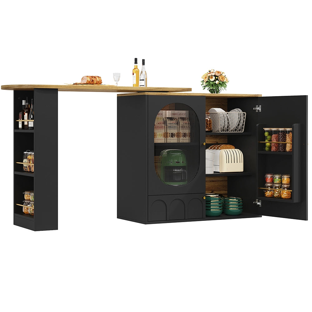 Tavolo Bar Girevole - Xylo - 138??39??102 cm - 3 Porte Bianco/Nero