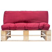 Divano da Giardino a Pallet con Cuscini Rossi in Legno di Pino 277478