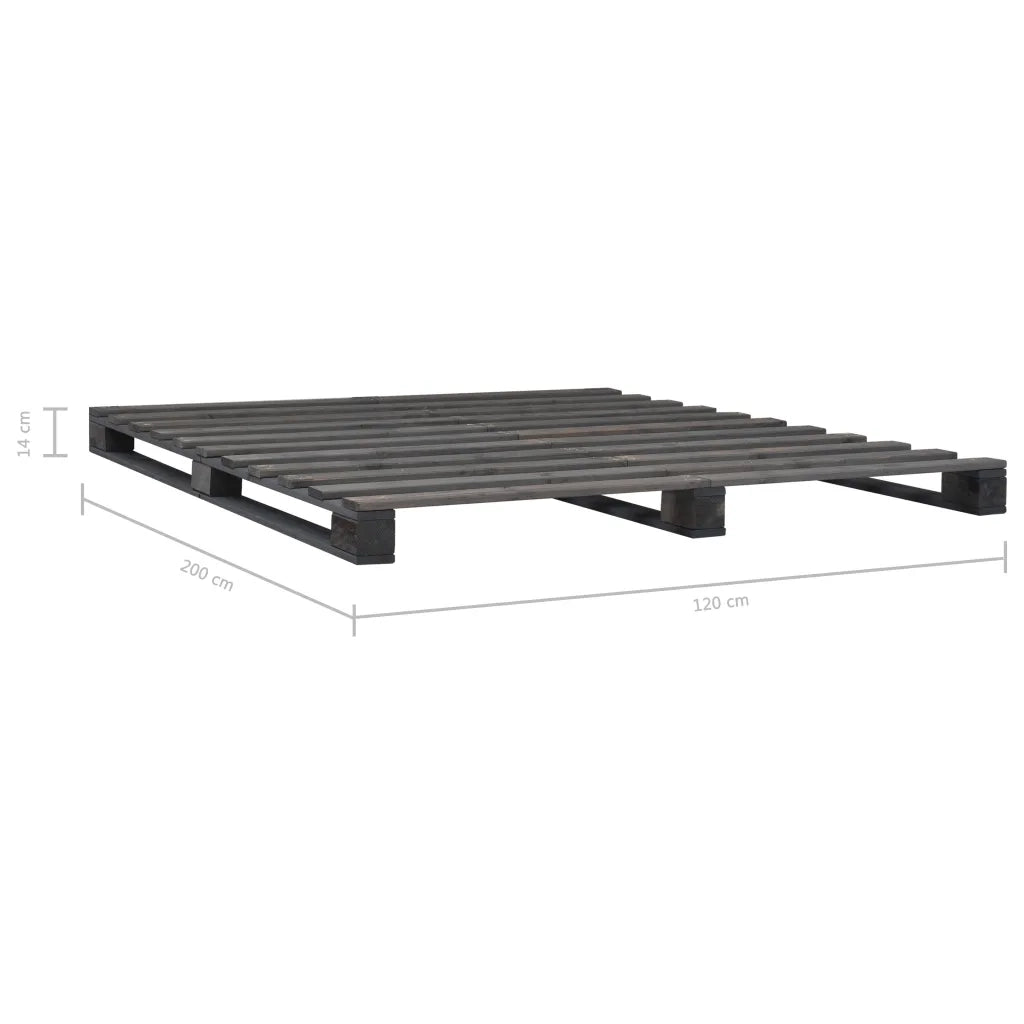 Giroletto in Pallet-Struttura Letto Grigio Legno Massello di Pino 120x200 cm