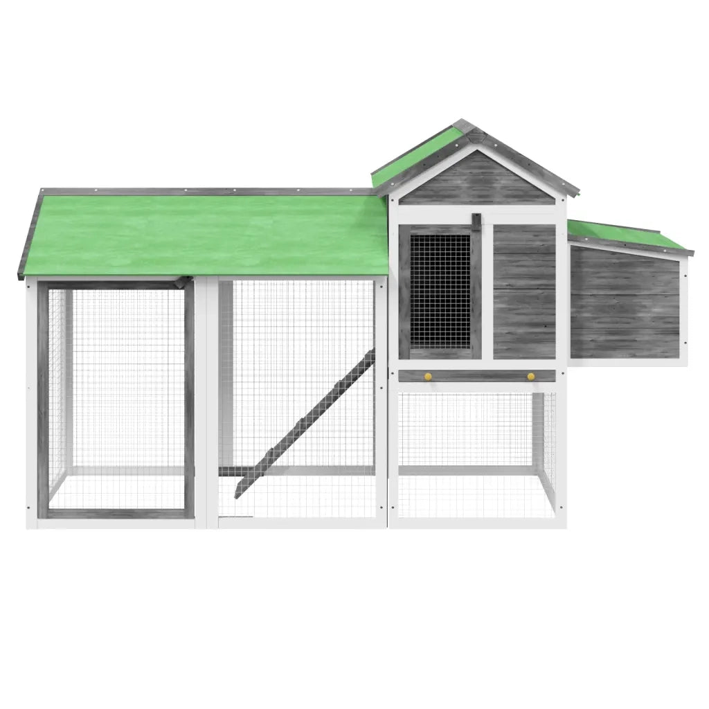 vidaXL Pollaio Grigio 193x65x117 cm in Legno Massello di Pino