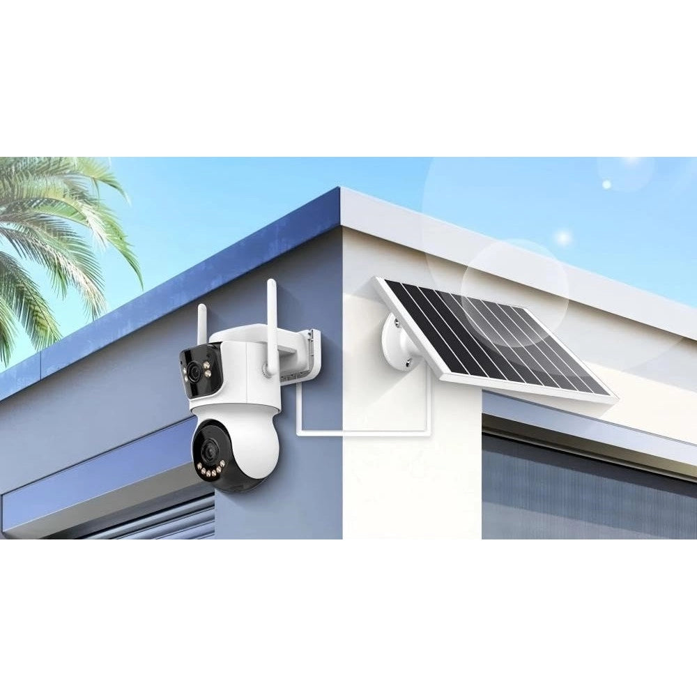 Trade Shop - Telecamera Di Sorveglianza Sicurezza Pannello Solare Per Esterni A Doppio Obiettivo -