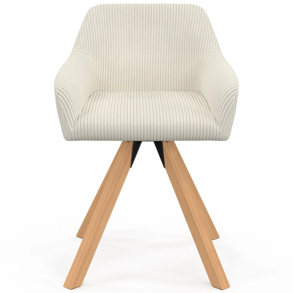 IDMarket - Set di 2 sedie da pranzo girevoli in velluto a coste beige JANY e poltrone da tavolo