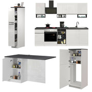Cucinino Balme, Cucina Modulabile, Elettrodomestici non inclusi, Made in Italy, Bianco Lucido