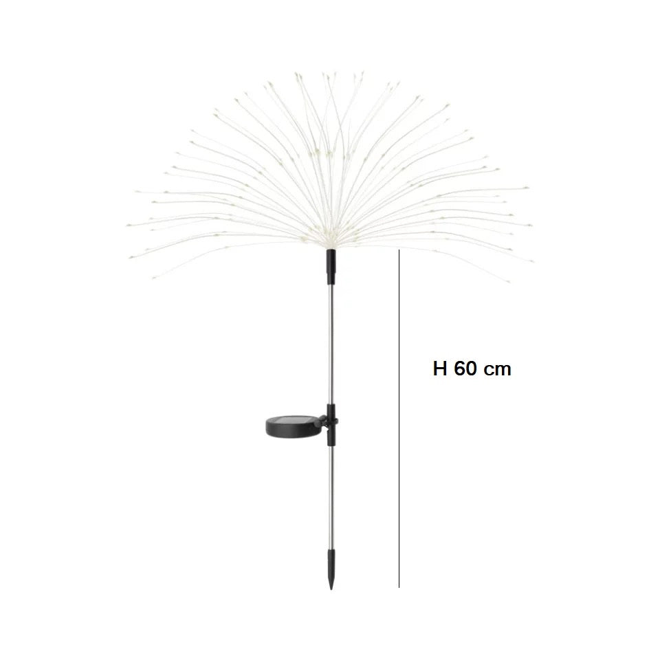 Luci natalizie energia solare Fuochi d'artificio 80 Led Luce Fredda telecomando