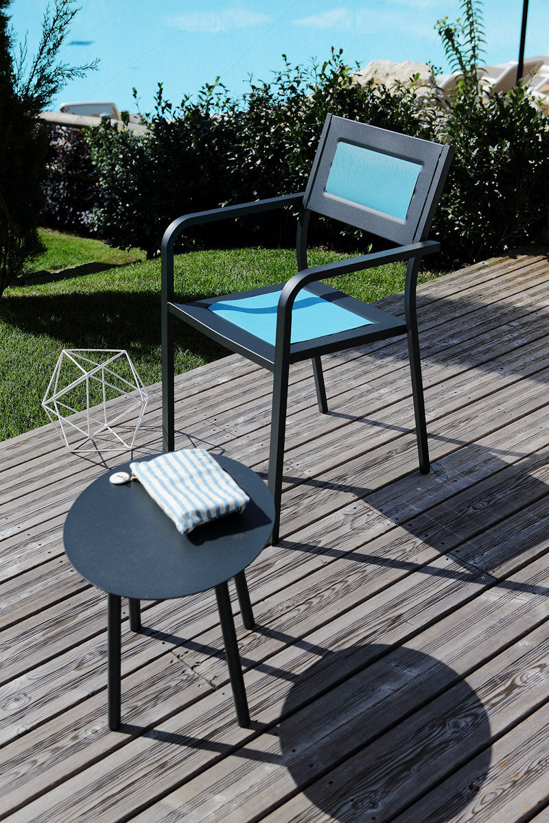 Set 2 Sedie da Giardino 54x58x84 cm in Acciaio con Braccioli RD Italia Dorio Antracite