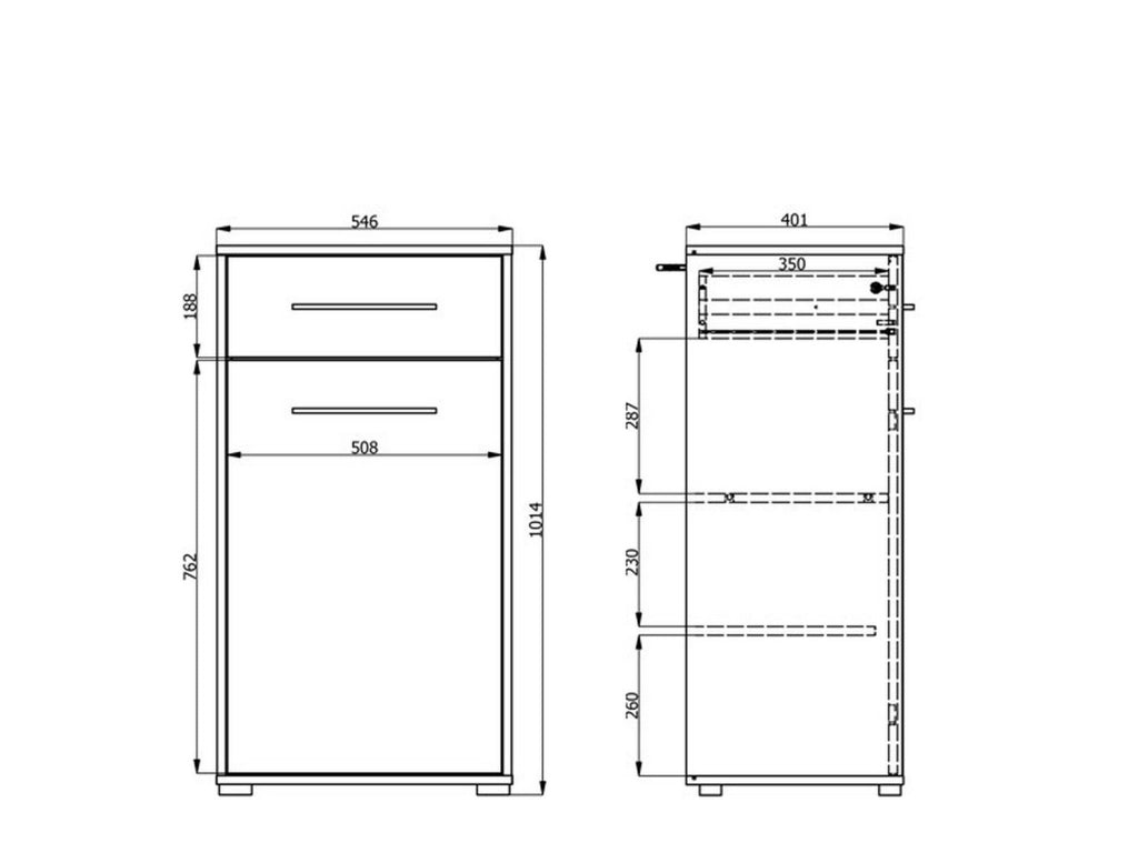 Pincara, Mobile da Ingresso un Cassetto, 54.5x40x101.5h cm Marrone Rovere Nodi