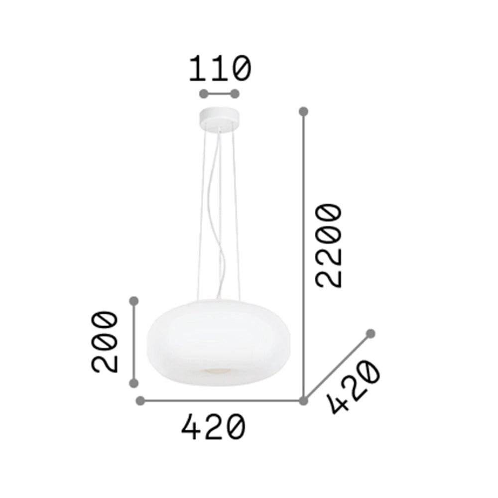 Lampadari E Sospensioni Ulisse Vetro Bianco 3 Luci E27 D42Cm