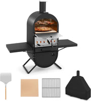 Forno per pizza da esterno a 2 strati, forno a legna portatile con borsa per il trasporto, pietra per pizza, pala per pizza, grill, termometro, forno per pizza per barbecue, campeggio