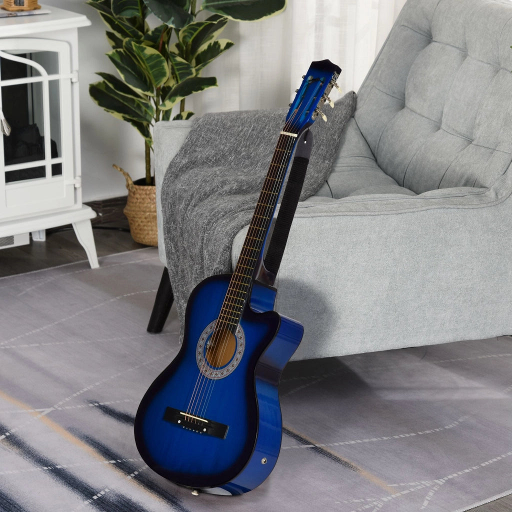 Kit chitarra elettrica con custodia, tracolla, corde, plettri e cavo ¨C zephmum ¨C 96.5x35.8x8.5cm, blu e nero