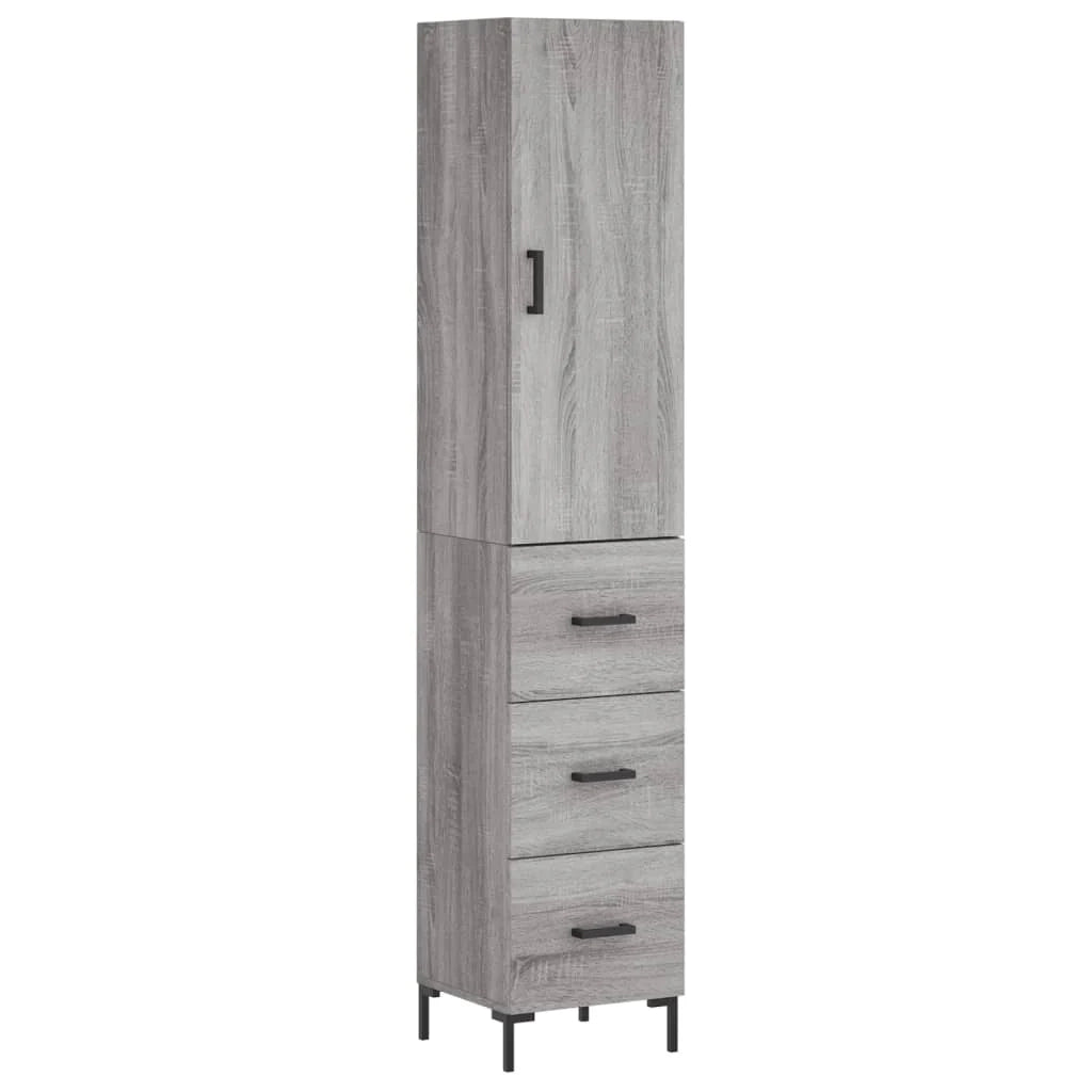 Buffet credenza cassettiera armadio mobile contenitore organizer cucina soggiorno salotto rovere Sonoma alto 34,5 x 34 x 180 cm legno ingegnerizzato grigio 02_0035207