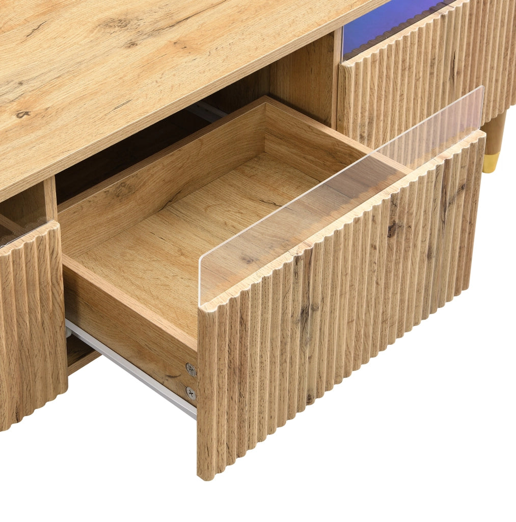 Mobile TV 178x35x45 cm; 4 cassetti con gestione cavi; MDF; colore naturale