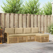 Set di divani da esterno 5 pcs Bianco e Beige Poliestere