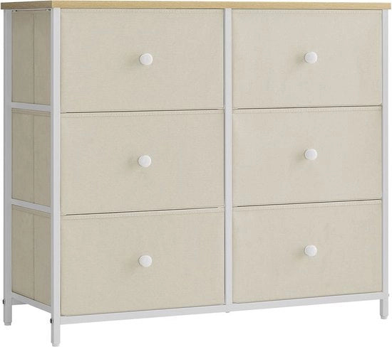 Cassettiere – Cassetto – Con 6 stoffe di carico – Struttura in metallo – Beige