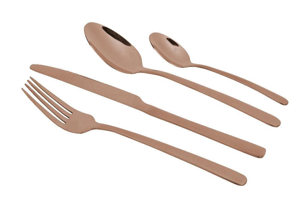 Servizio di Posate da Tavola in Acciaio Inox Tudor Rosa Rame 24 Pezzi