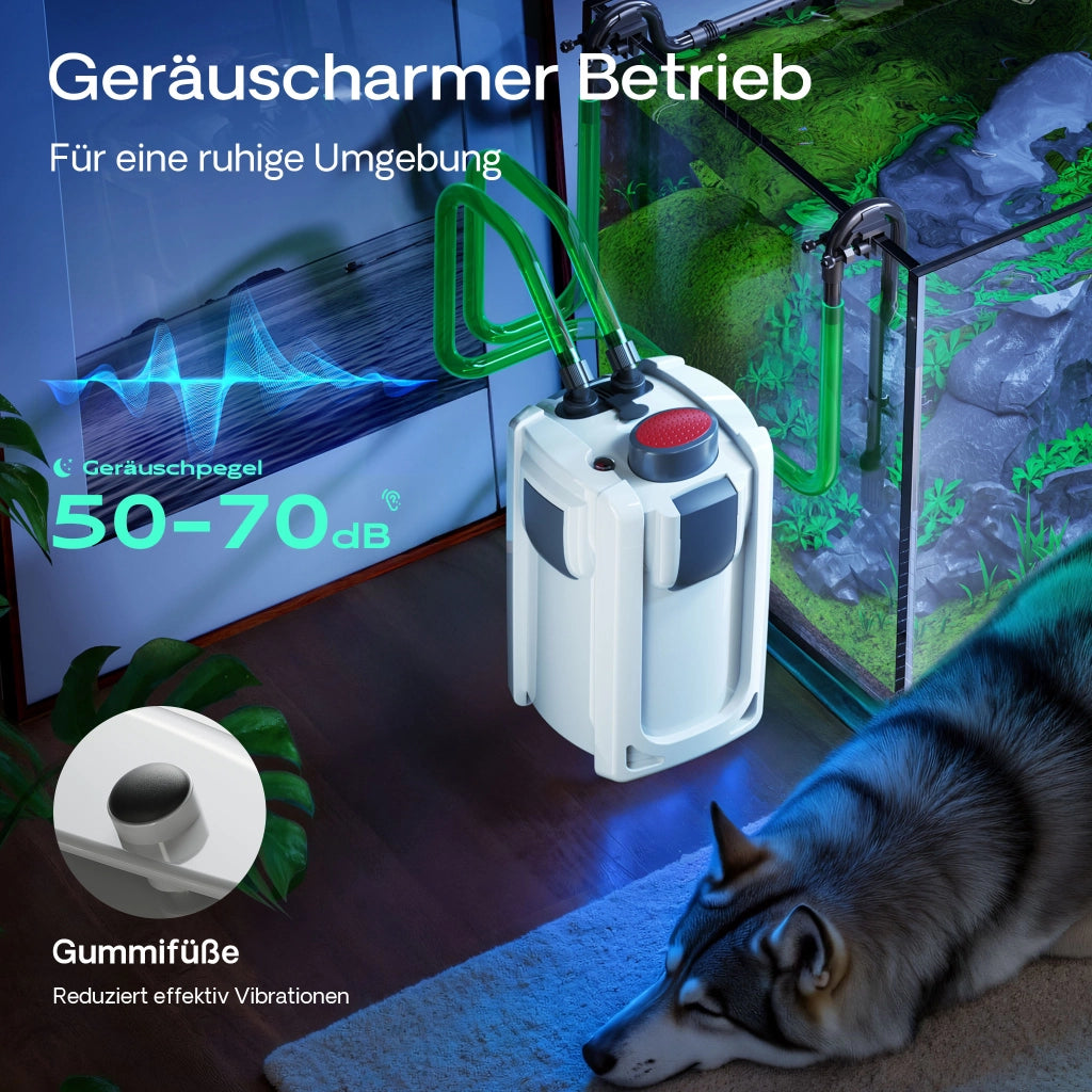 HW-702B Filtro esterno per acquari fino a 400 litri, con pompa 1.000 l/h e chiarificatore UVC da 9W, filtro a 3 stadi con mezzi e spugne filtranti inclusi