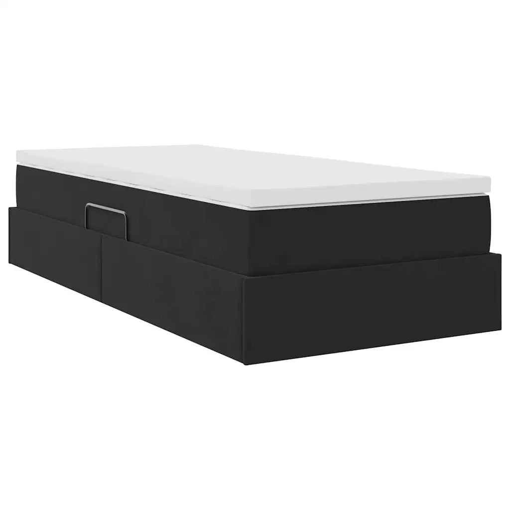 Letto con contenitore e materasso Nero 100 x 200 cm Velluto