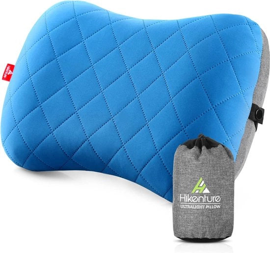 Cuscino da campeggio/trasportabile gonfiabile con copertura cuscino rimovibile, cuscino cervicale ergonomico, cuscino collo comodo per viaggio/esterno, cuscino da viaggio gonfiabile (blu)