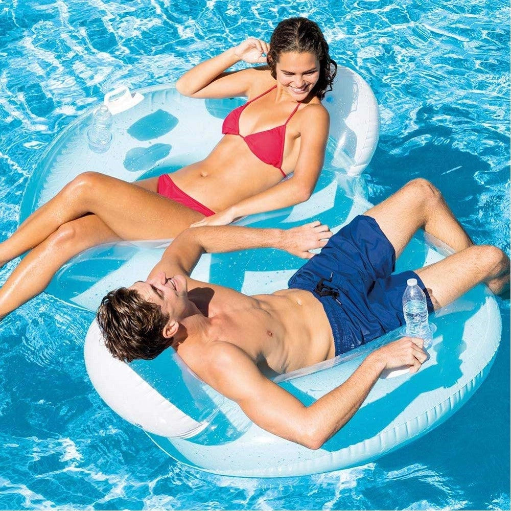 Trade Shop - Poltrona Materassino Gonfiabile 2 Posti Con Schienale E Portabibite Mare -