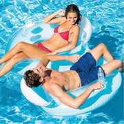 Trade Shop - Poltrona Materassino Gonfiabile 2 Posti Con Schienale E Portabibite Mare -